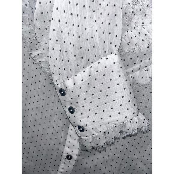 Free People Sheer Polka Dot Ruffle Blouse M – Flirty, Feminine & Effortless! - Picture 8 of 12